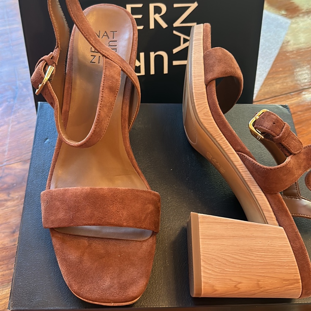 Naturalized brown suede sandals. Never worn
